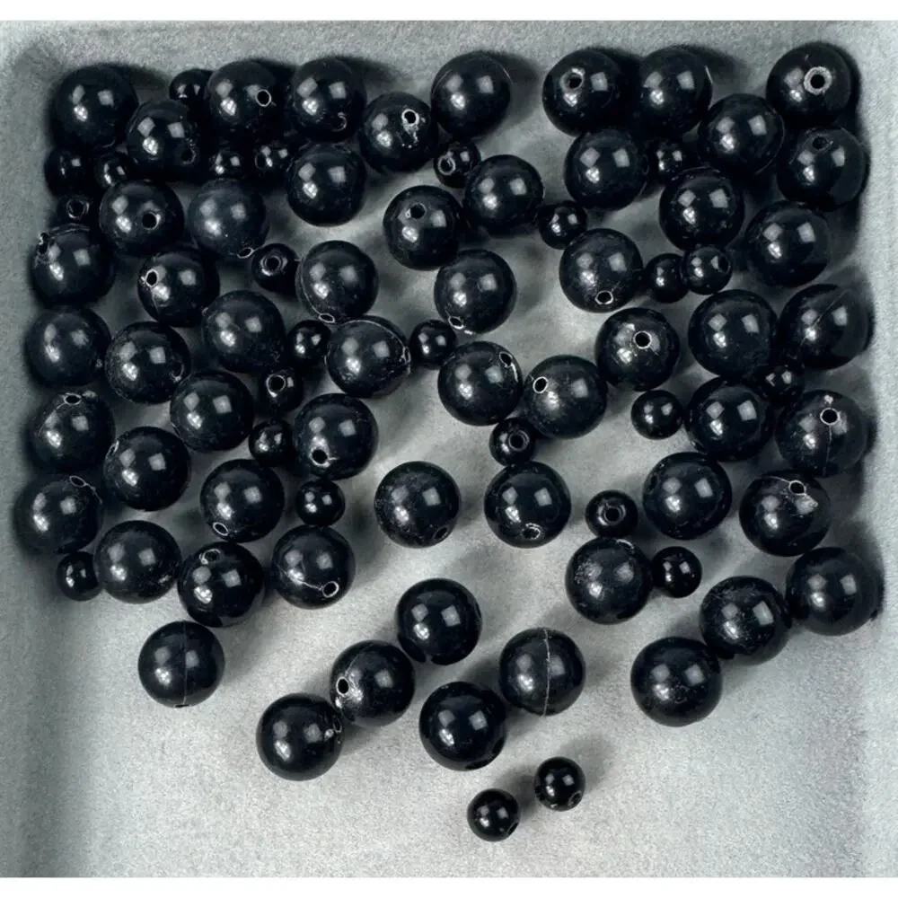 Assorted Black Acrylic and Glass Beads Variety of Shades Shapes and Sizes
